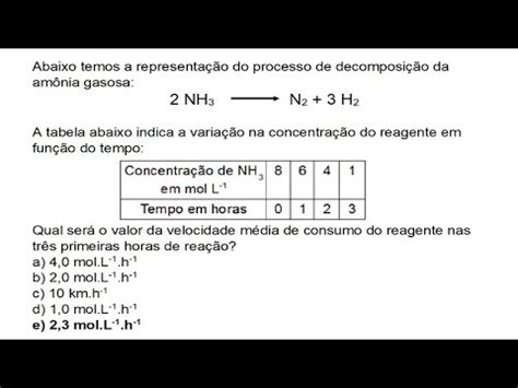 EXERCÍCIOS DE VELOCIDADE MÉDIA DAS REAÇÕES QUÍMICAS EXERCÍCIO 11