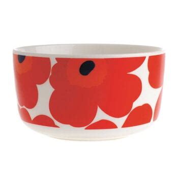 Marimekko Oiva Unikko Bowl 5 Dl White Red Blue Finnish Design Shop