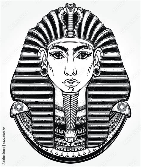 Hand Drawn Vintage Illustration Of The Ancient Egyptian Pharaohs Head