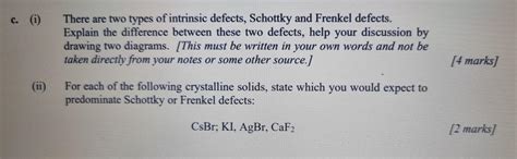 Solved c. () There are two types of intrinsic defects, | Chegg.com 