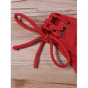 Lace Up Halter Neck Bikini Set Red Xl In Bikinis Dresslily