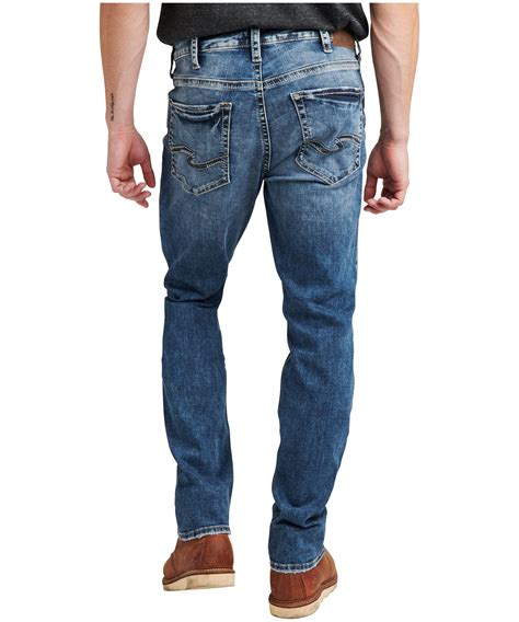 Silver Mens Grayson Easy Fit Straight Leg Stretch Denim Jeans Dark