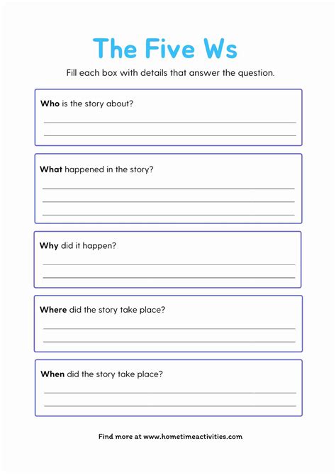 Worksheet The 5ws For Kindergarten