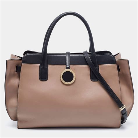 Bvlgari Beige/Black Leather Alba Tote Bvlgari | The Luxury Closet