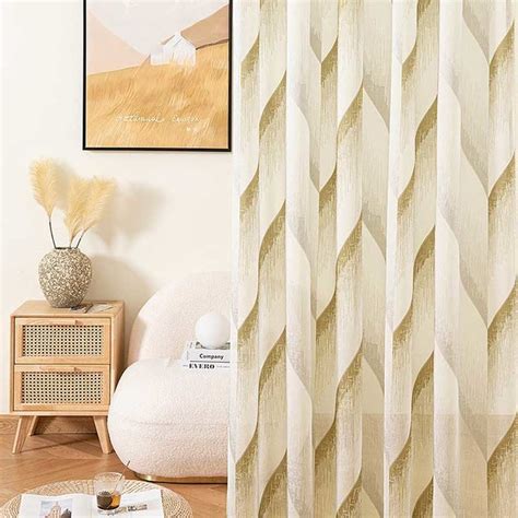 New Wave Jacquard Gold Modern Geometric Sheer Curtain