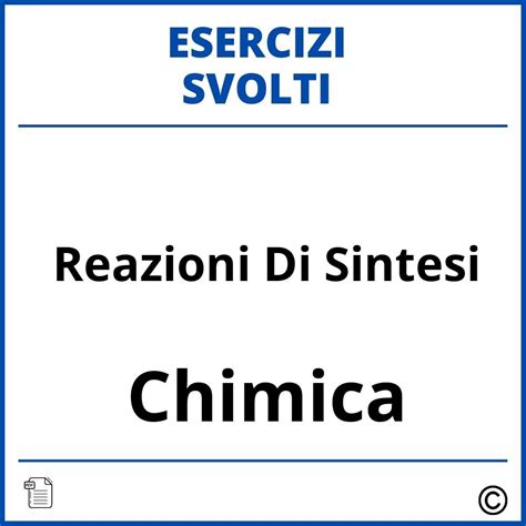 Esercizi Bilanciamento Reazioni Chimiche Svolti Soluzioni PDF