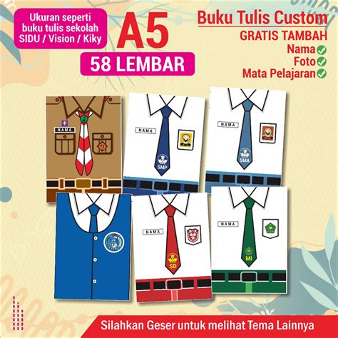 Jual Lembar Buku Tulis Custom Seragam Sekolah Sd Mi Smp Mts Sma