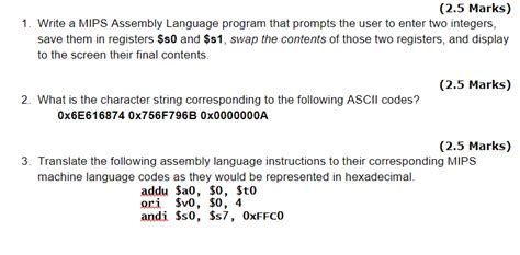 Solved Write A Mips Assembly Language Program That Chegg