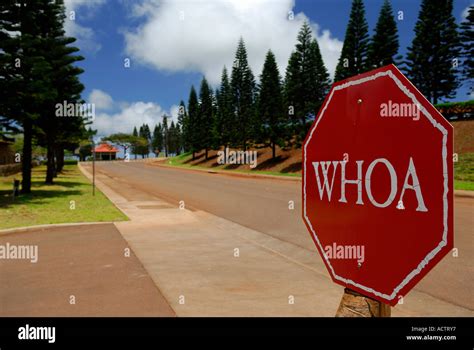 Red Stop Sign At Molokai Ranch That Says Whoa Stock Photo Alamy