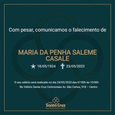 Grupo Santa Cruz Comunica O Falecimento Aos 99 Anos De Maria Da Penha