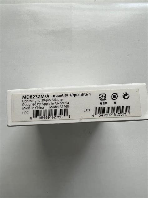 Genuine Apple Lightning to 30-pin Adapter MD823ZM/A OEM Apple Retail ...