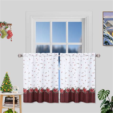 Haperlare 27 W X 45 L Christmas Plaid Tier Curtains For Living Room