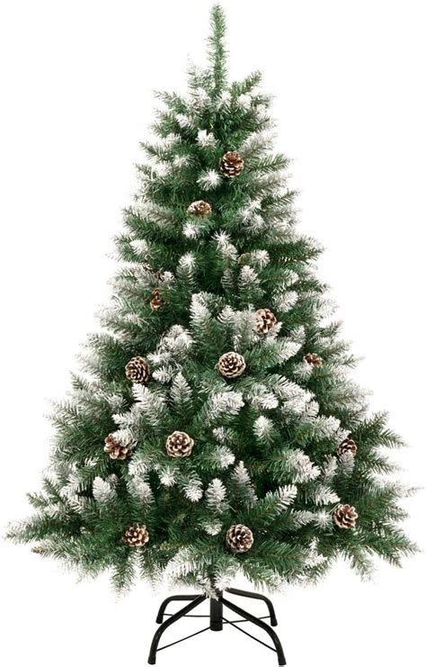 Shatchi Alaskan Pine Blackgreenwhite Christmas Bushy Looking Artificial Tree With Metal Stand