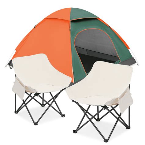 MADOG 3-Piece Camping Tent + Chairs, 2 Person Dome Tent with 2 Folding ...