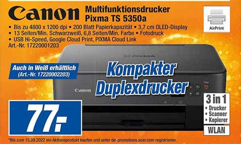 Canon Multifunktionsdrucker Pixma Ts 5350a Angebot bei Expert Techno ...