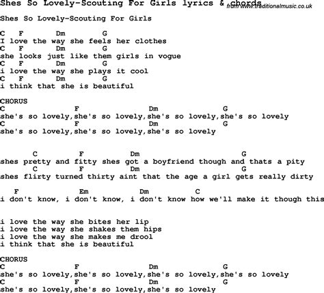 Love Song Lyrics for:Shes So Lovely-Scouting For Girls with chords.