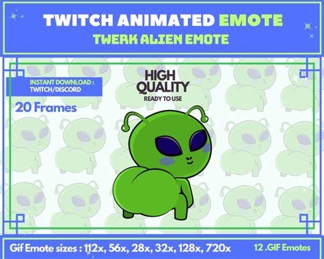 Twerk Alien Animated Emote For Twitch Discord Yotube Thepurpleclouds