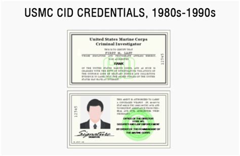 Joysingers Ids Usmc Cid Credentials 1980s 1990s