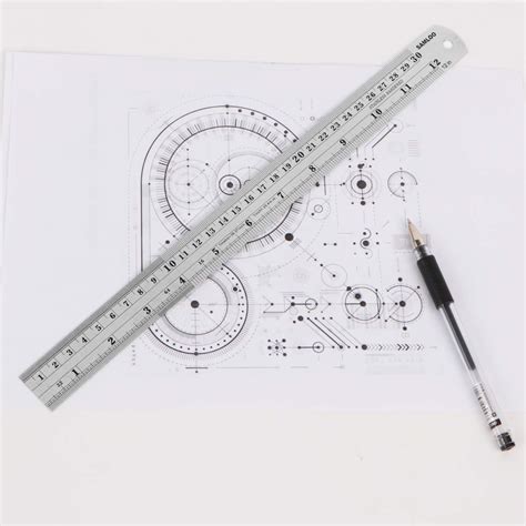 Buy 12 inch (30CM) Stainless Steel Ruler Metal Rule with Conversion Table Straight Edge Linear ...