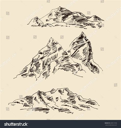 Mountain Scenery Sketch Hand Drawn Illustration Stock Vector (Royalty ...