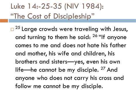 PPT - Luke 14:-25-35: “The Cost of Discipleship” By Joshua Bennett ...