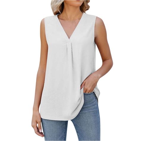 HONVEIO Womens Tank Tops Women S Solid V Neck Loose And Comfortable