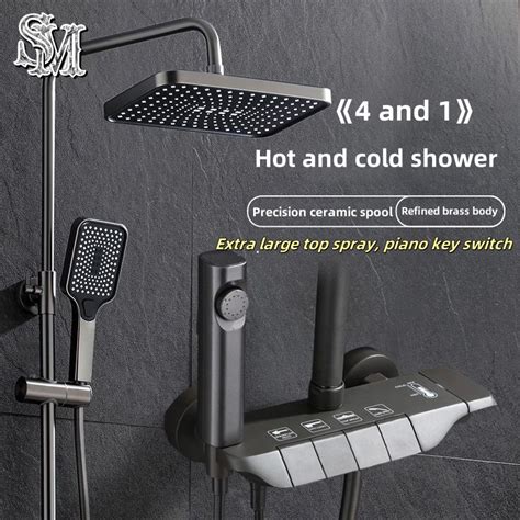 Cod Shower Set In Stainless Steel Sus Shower Faucet Set Hot Cold Piano Button Shower