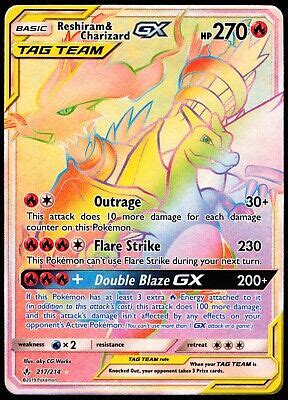 Reshiram Charizard Gx Rainbow Secret Rare Pok Mon Unbroken