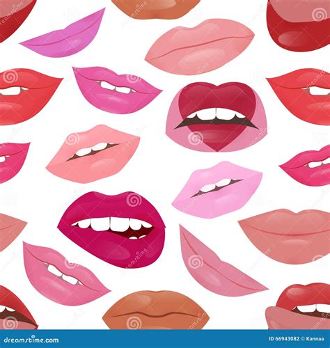 Glamour Lips Pattern With Different Lipstick Colors Stock Vector