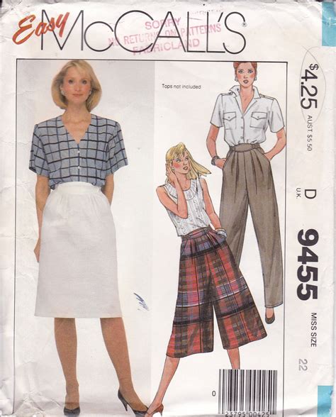 Vintage Sewing Pattern Mccalls 9455 Retro 1980 80s Skirt Etsy Mccalls Sewing Patterns Women