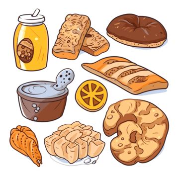 Carbohydrates Clipart Set Of Different Food Items Cartoon Vector, Carbohydrates, Clipart ...