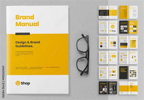 Brand Manual Layout with Yellow Accents Stock Template | Adobe Stock