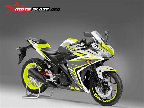 Modifikasi Striping Yamaha R25 White Green Fluo MOTOBLAST