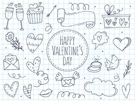 Premium Vector Big Set Of Cute Handdrawn Doodle Elements About Love