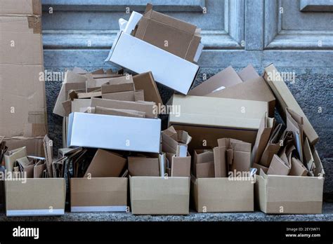 Cardboard Boxes Stacked For Recycling Stock Photo Alamy