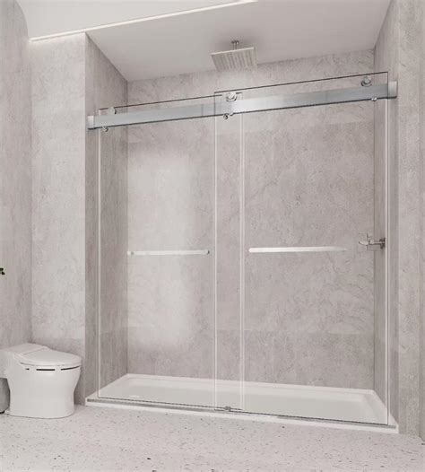 Mcocod Double Sliding Frameless Shower Door 66 High X 76 Wide Shower Door 3810 Mm Clear