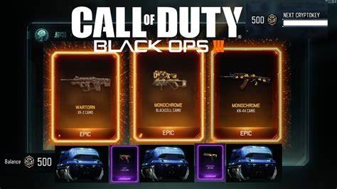 500 Cryptokeys Black Ops 3 50 Supply Drop Opening Bo3 Epic Rare Camos And Legendary Bo3