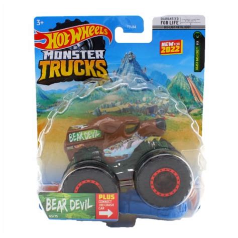 Hot Wheels Monster Trucks Scale Bear Devil Includes Connect And Crash Car Kroger