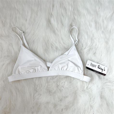 Dippin Daisys BNWT White Triangle Bikini Top Size Depop