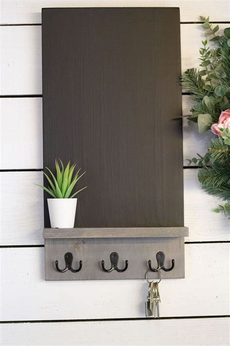 Chalkboard Key Hook Chalkboard Shelf Chalk Board Organizer Etsy