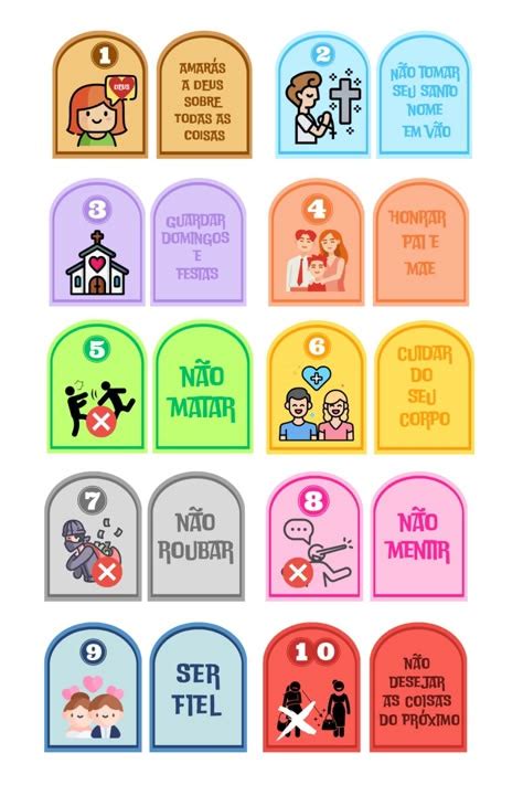 Os Dez Mandamentos Para Imprimir Colorido - Os Dez Mandamentos Para Imprimir