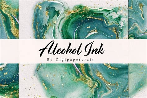 Gold foil alcohol ink, Alcohol Ink Digital Paper, Marbled