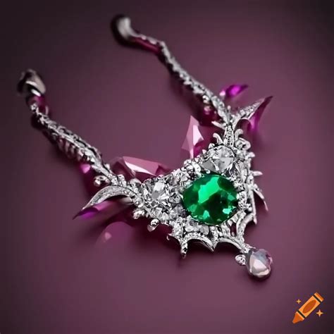 Intricate Gothic Inspired Jewelry With Ruby Silver And Emerald