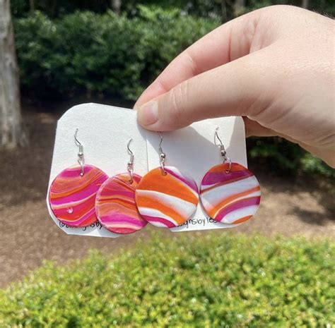 Lesbian Swirl Earrings Diy Clay Earrings Lesbian Flag Colors Swirl