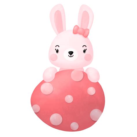 Happy Easter Watercolor Clipart Rabbit And Egg Png