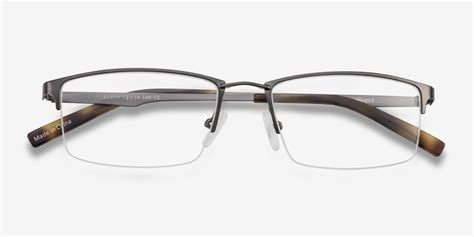 Furox Rectangle Gunmetal Semi Rimless Eyeglasses Eyebuydirect