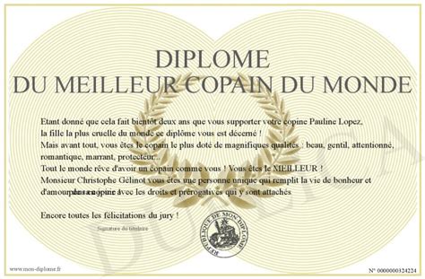 Diplome Du Meilleur Copain Du Monde