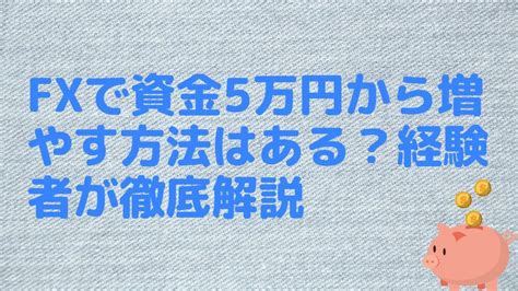 Fxで資金5万円から増やす方法はある？経験者が徹底解説 マネーリテラシーニュース