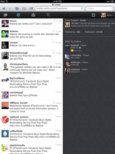 New Twitter.com for iPad Design Rolling Out this Week 
