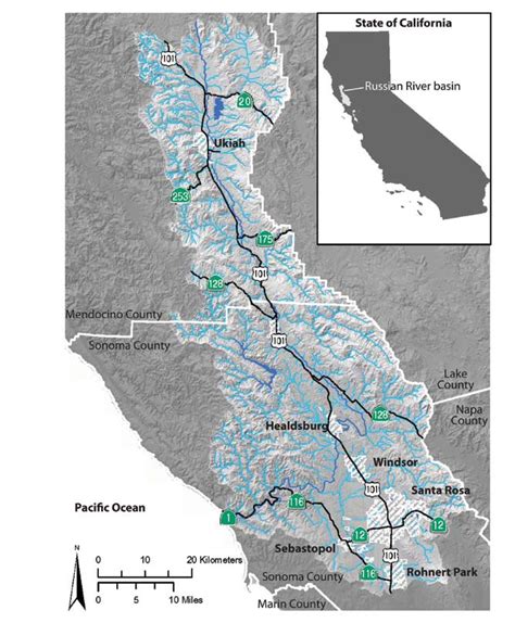 Russian River basin map | Download Scientific Diagram